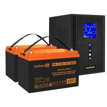 Комплект EXEGATE ИБП EX295988RUS + батарея 100Aч EX285656RUS 2шт