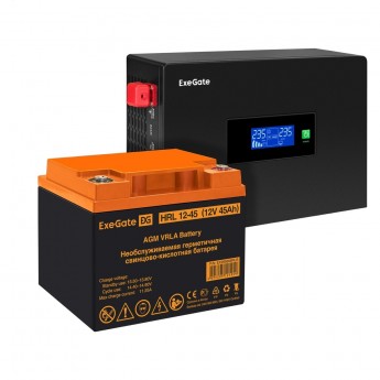 Комплект ИБП EXEGATE IDEALSINE SR-600.LCD.2SH + батарея 45Aч, 1 шт